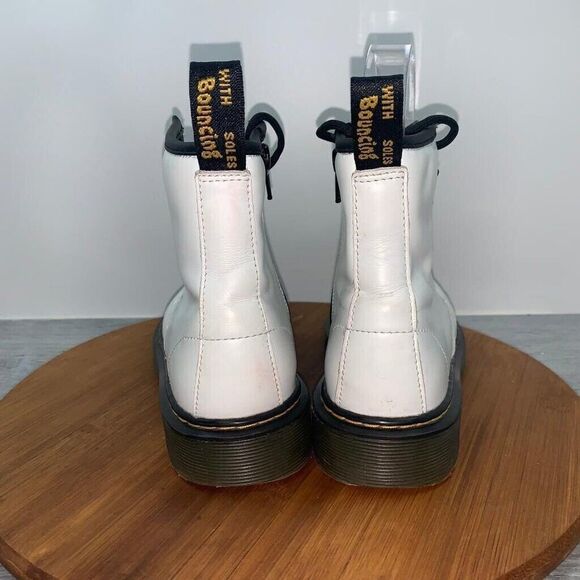 Dr Doc Martens 1460J Ladies 5 Mens 4 Combat Boots White Leather Lace Up Side Zip - Picture 5 of 13